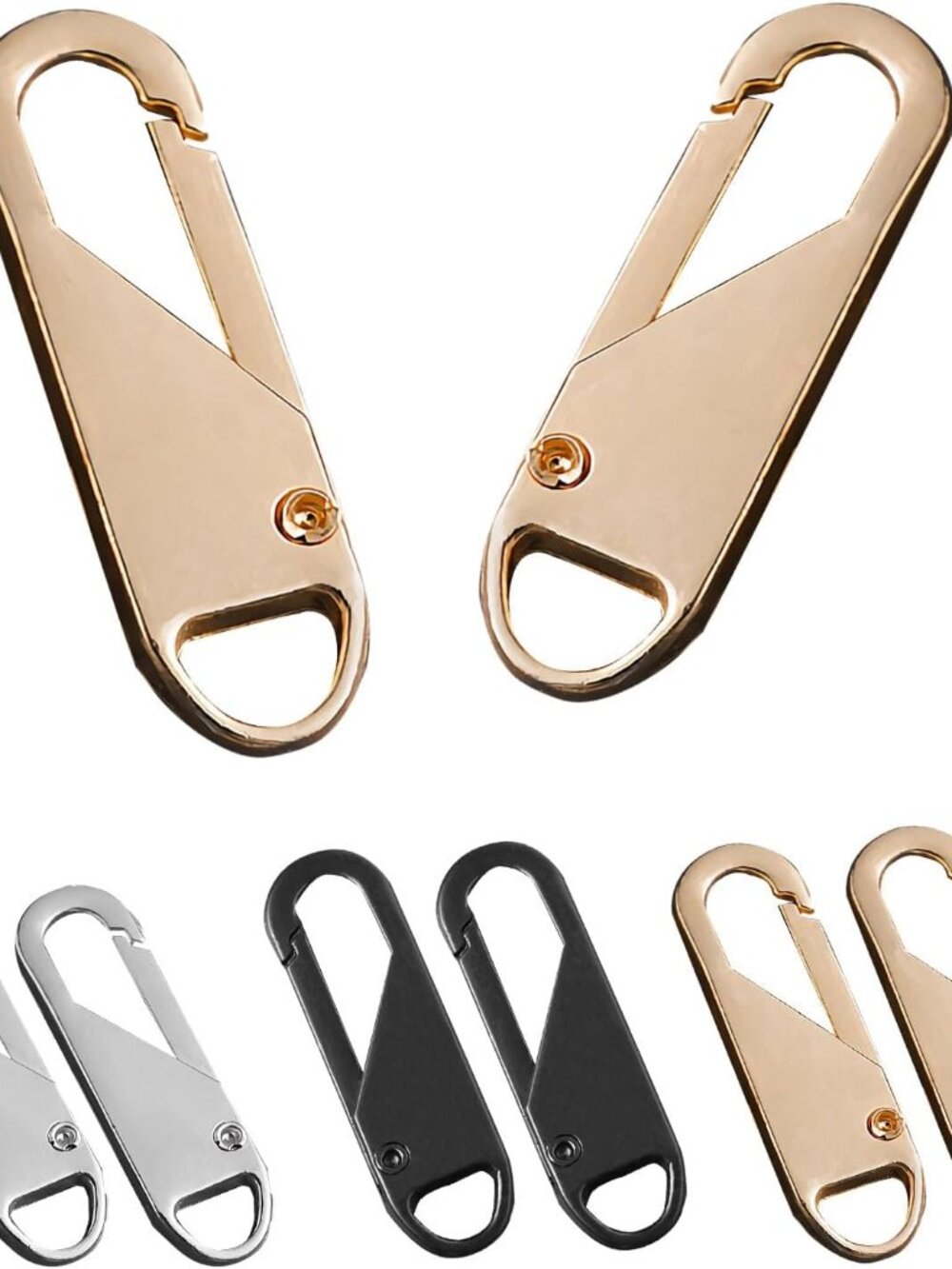Zipper Pull, 6 PCS Replacement Metal Zipper Handle Mend Fixer Tab for Luggage, S